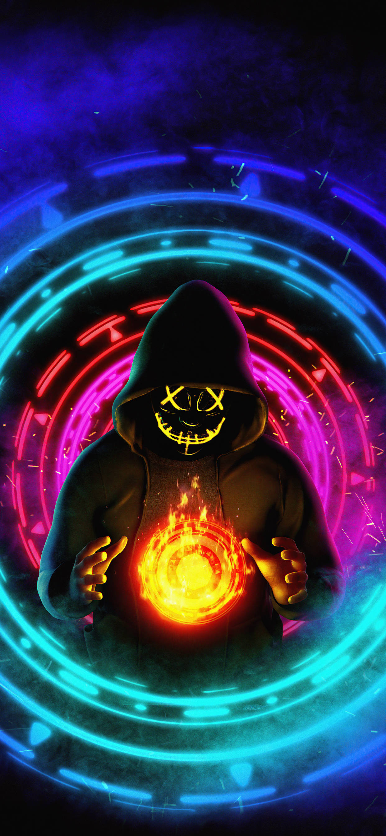Maskert mann Ild Chakra Bakgrunner