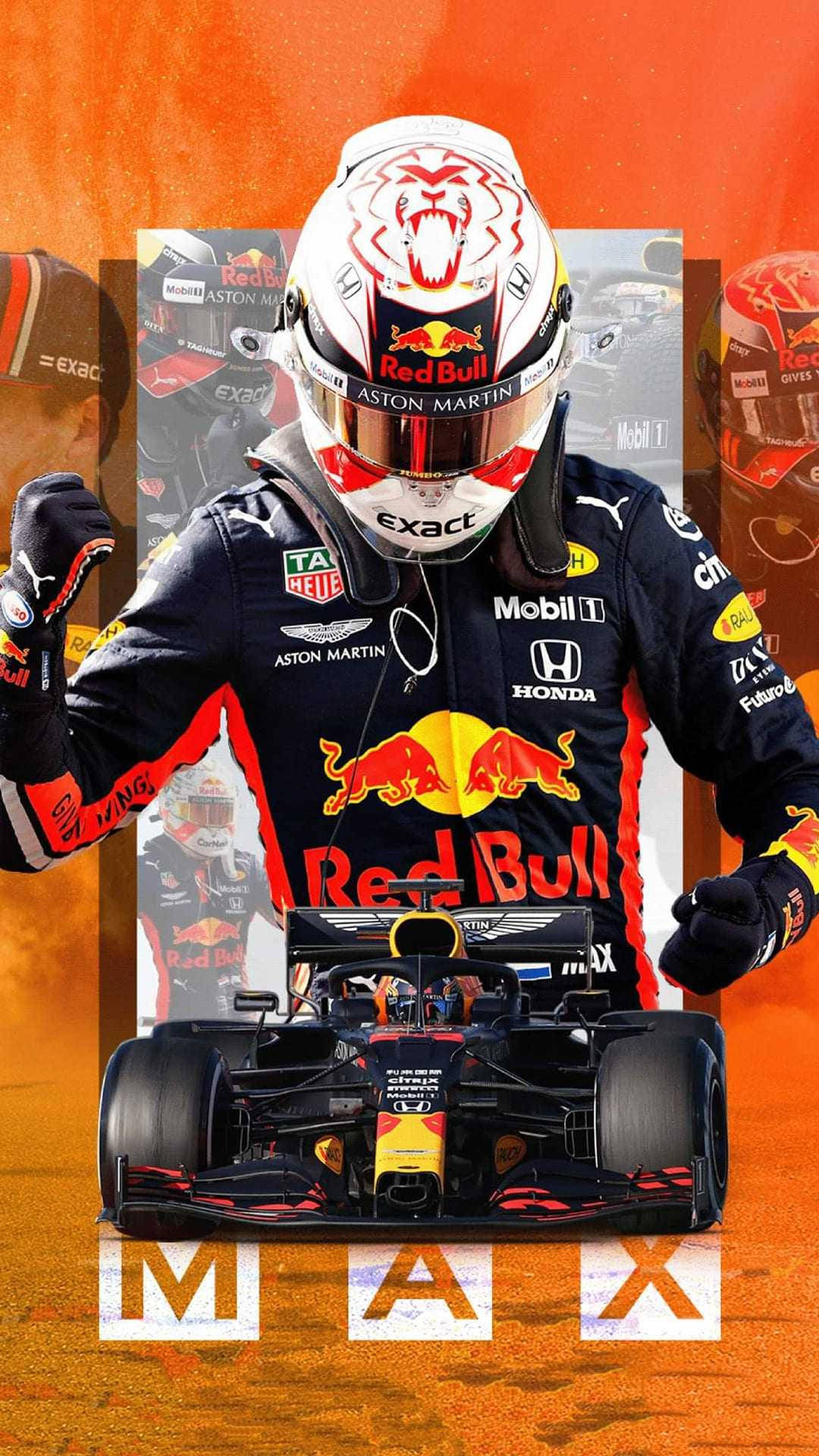 Max Verstappen i sin karakteristiske Red Bull-bil Bakgrunner