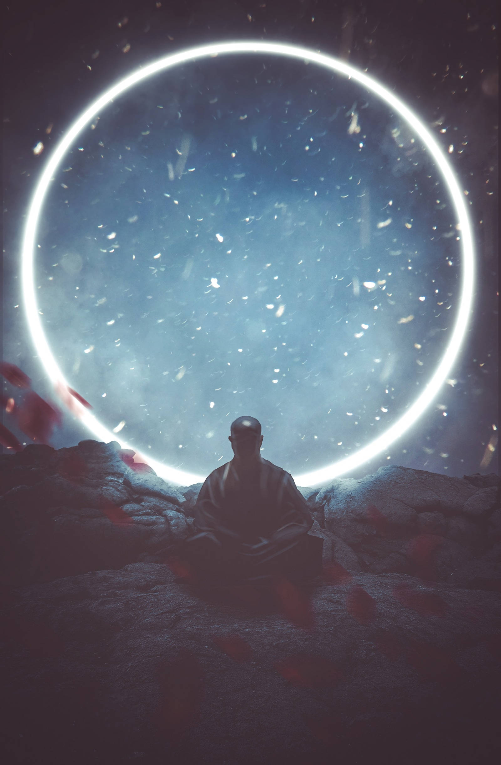 Mediterende buddhistmunk Bakgrunner