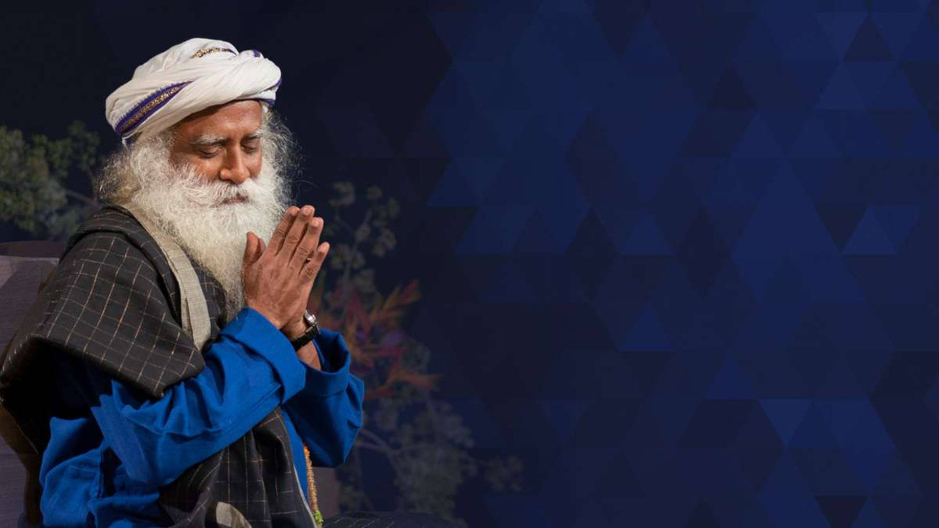 Mediterende Sadhguru Header — Mørkeblå GIF Bakgrunner