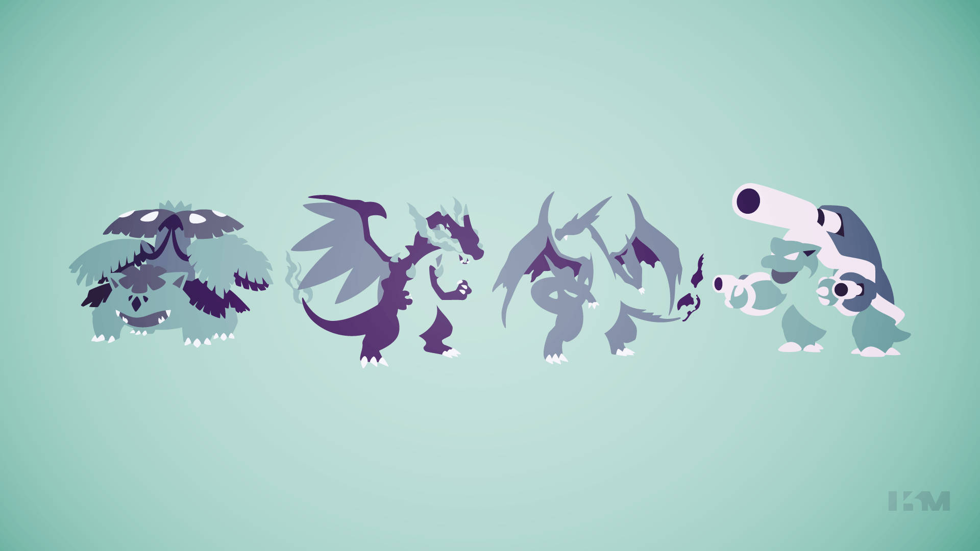 Mega-utviklet Venusaur, Charizard og Blastoise Bakgrunner