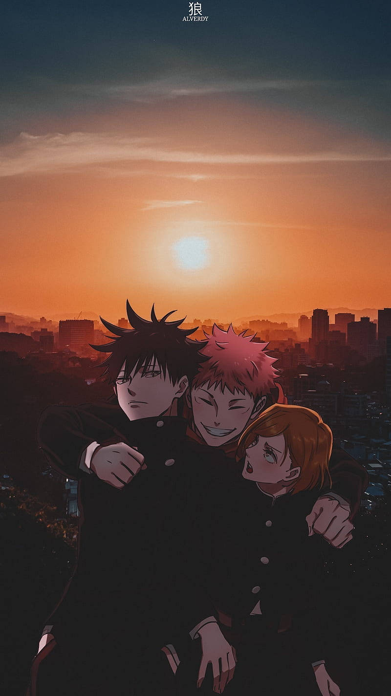 Megumi Yuji Nobara Anime Aesthetic solnedgang Bakgrunner