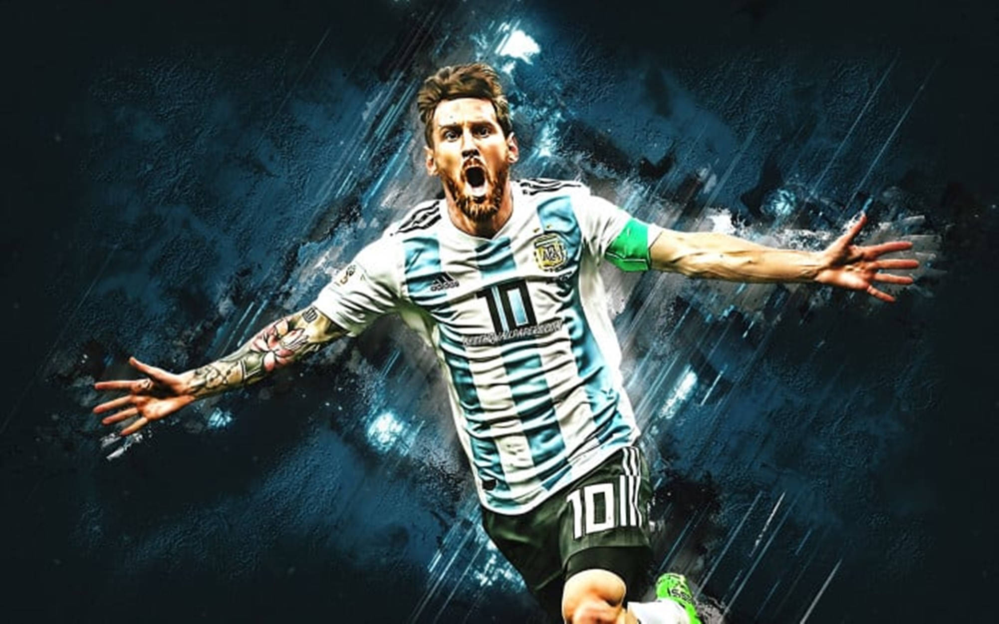 Messi Argentina Estetisk Blå Bakgrunner