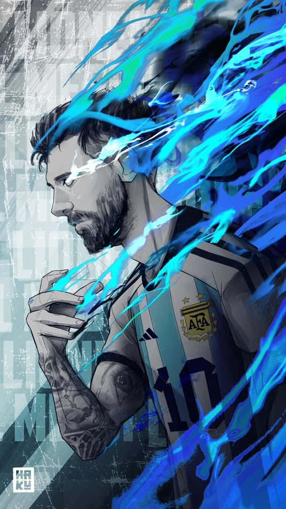 Messi iPhone flammende blå fanart Bakgrunner