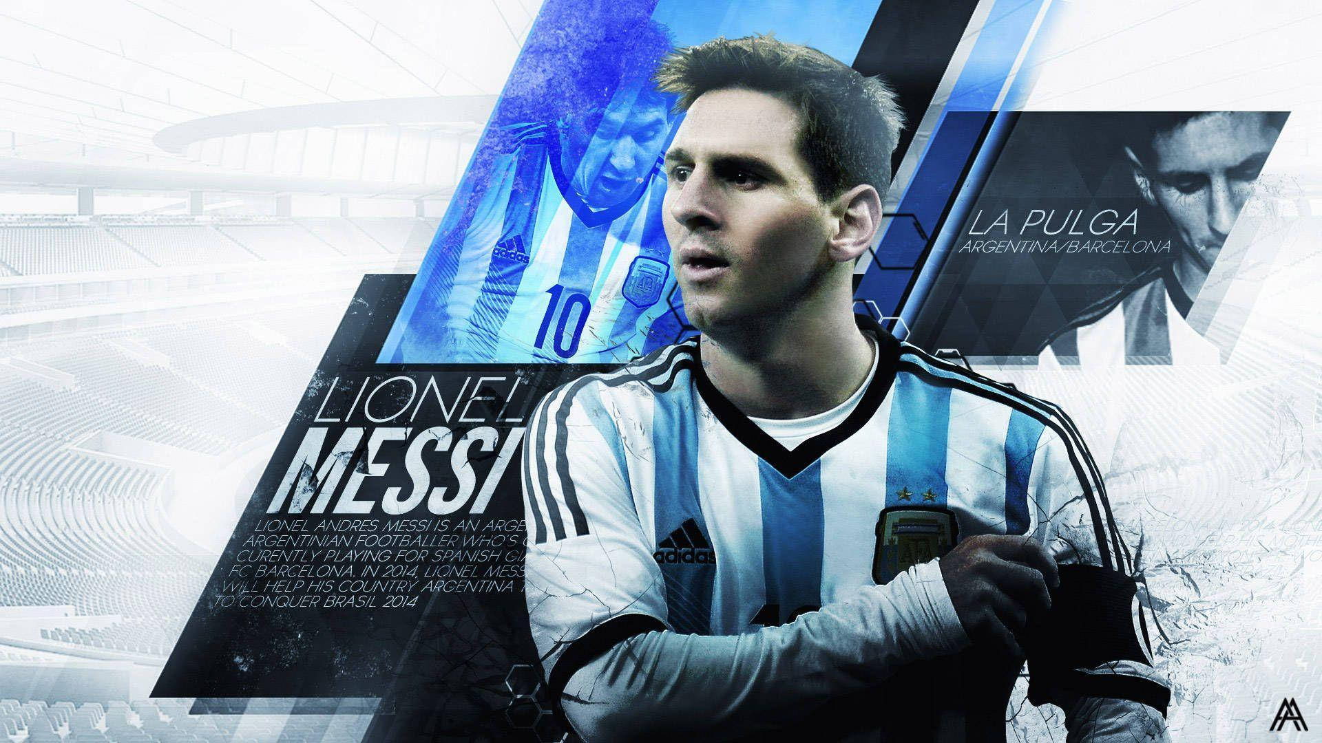 La Pulga Lionel Messi i grafisk blå bakgrunn kunstbakgrunn