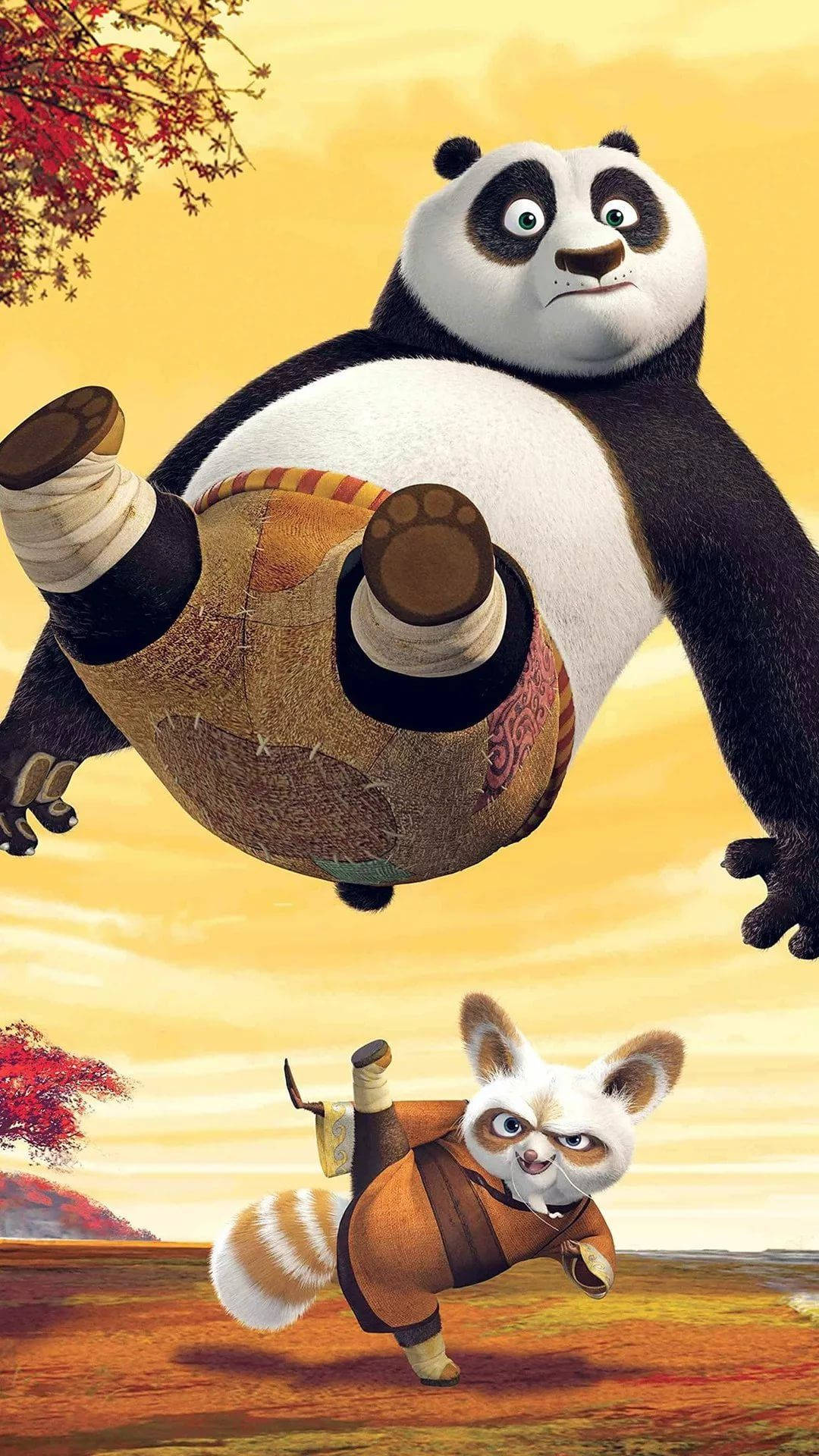 Mester Shifu og Po tegneseriemobilbakgrunn Bakgrunner