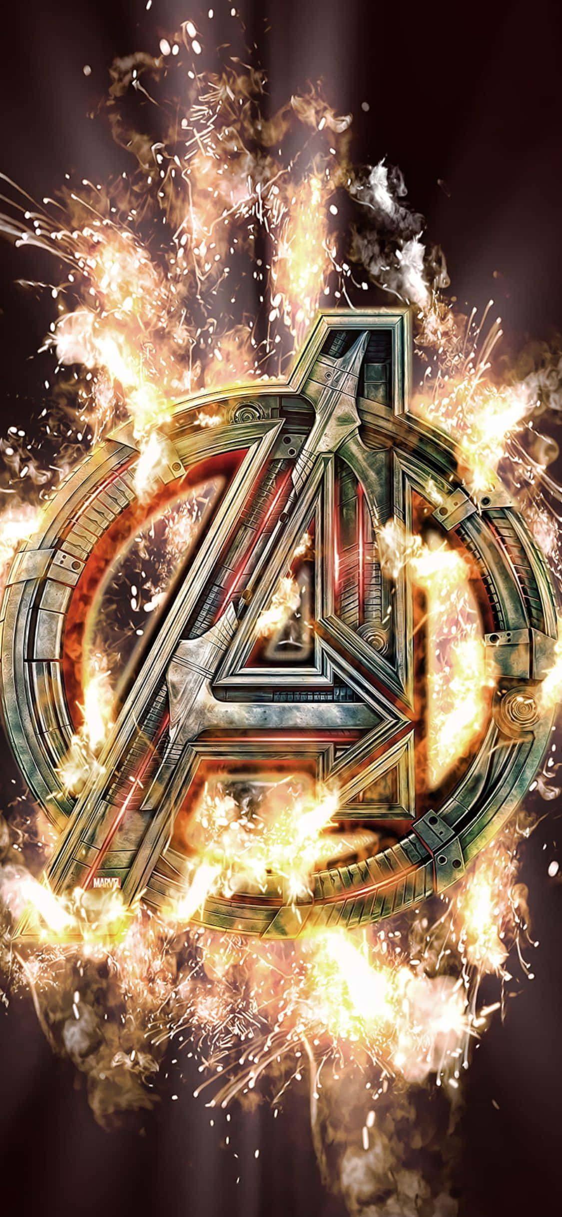 Metallisk Logo Design iPhone XS Avengers Bakgrunn Bakgrunner