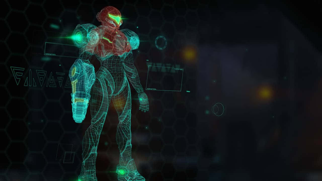 Metroid Dread Samus Aran Neon Blå Bakgrunner