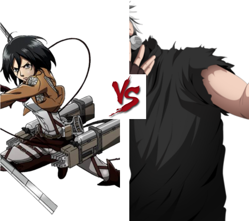 Mikasa Ackerman mot ukjent karakter Bakgrunner