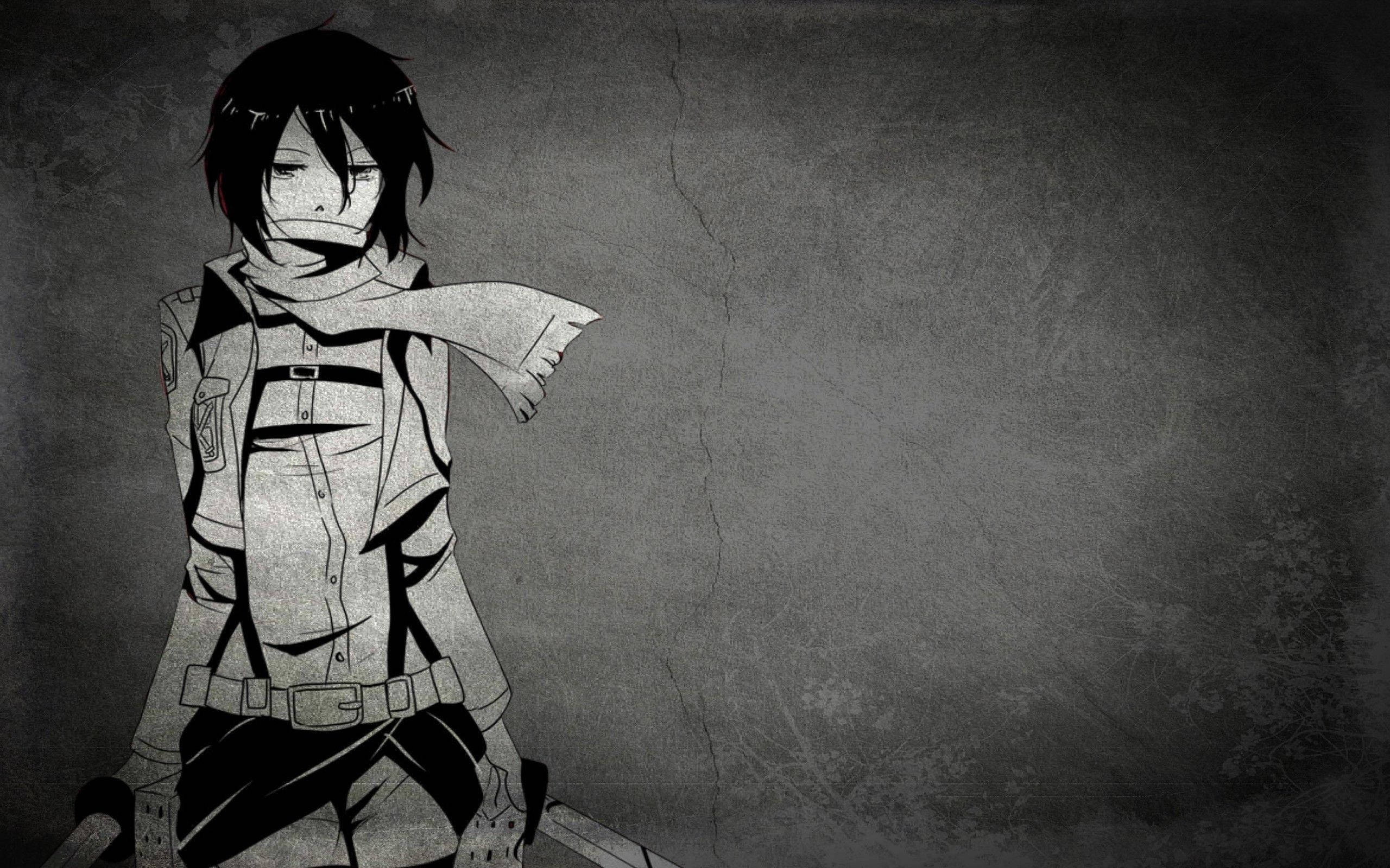 Mikasa Ackerman Svart Anime Bakgrunner