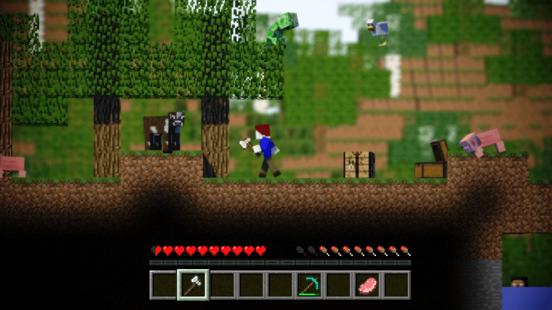Minecraft bakgrunnsbilde av karakter i 3D grafikk spill setting