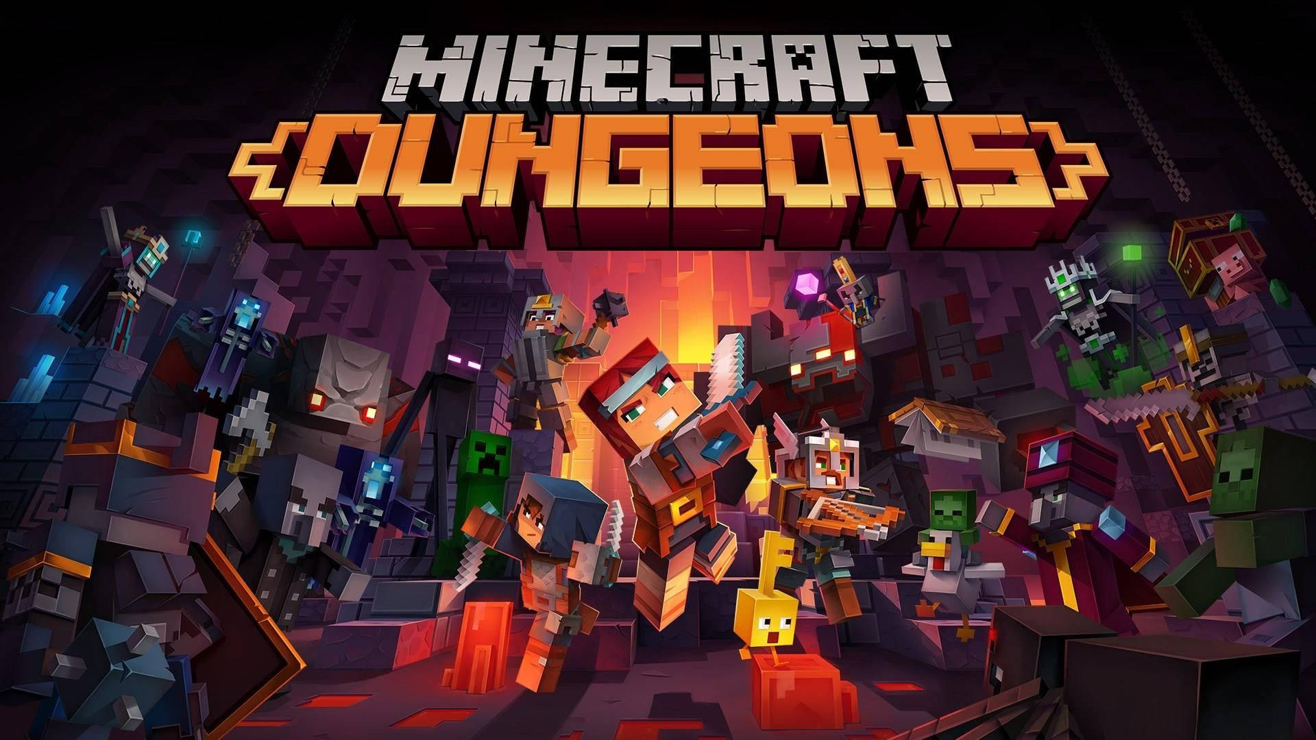 Minecraft Dungeons offisiell plakat Bakgrunner
