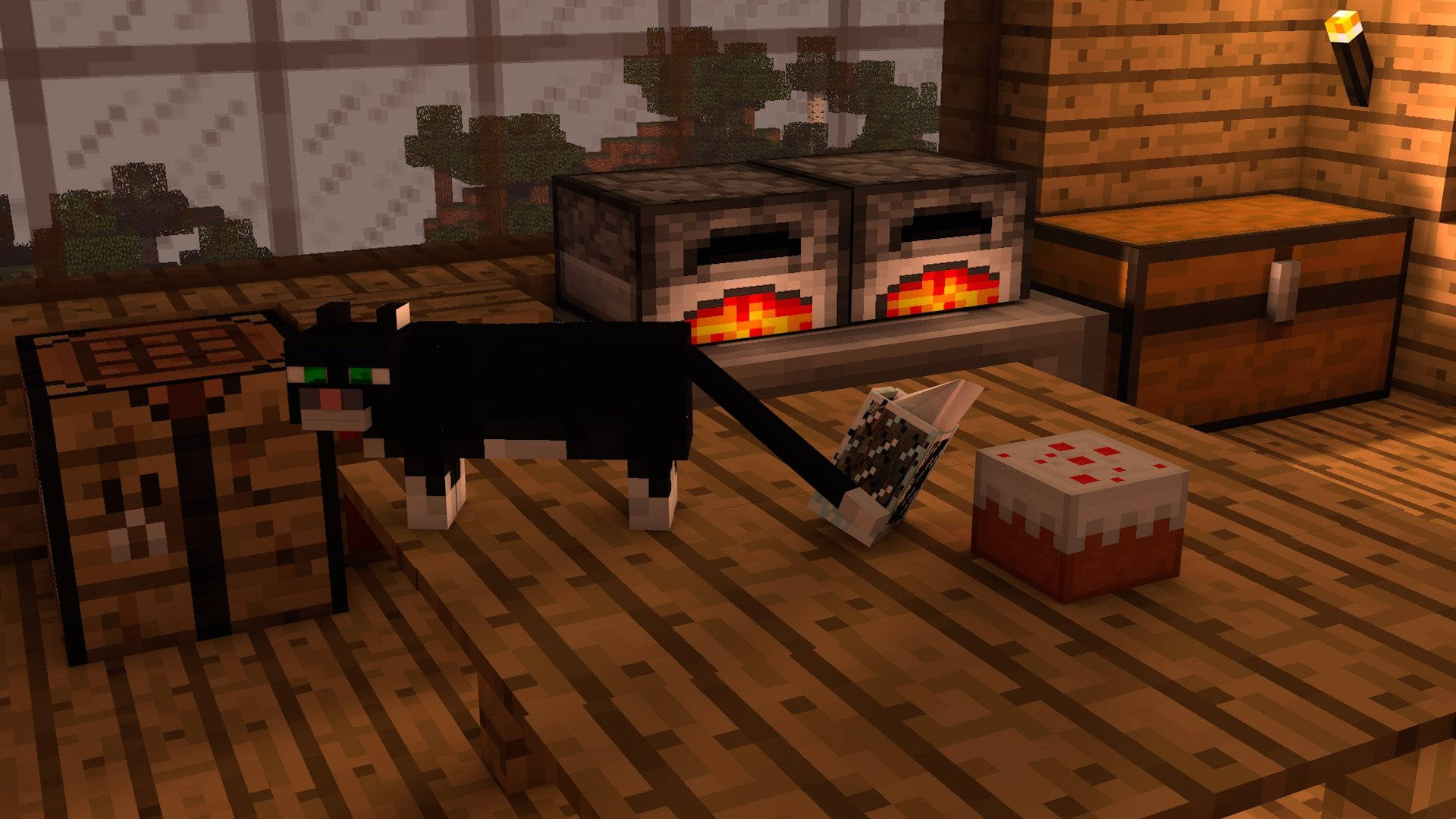 Minecraft Estetisk Svart Katt Bokser Bakgrunner