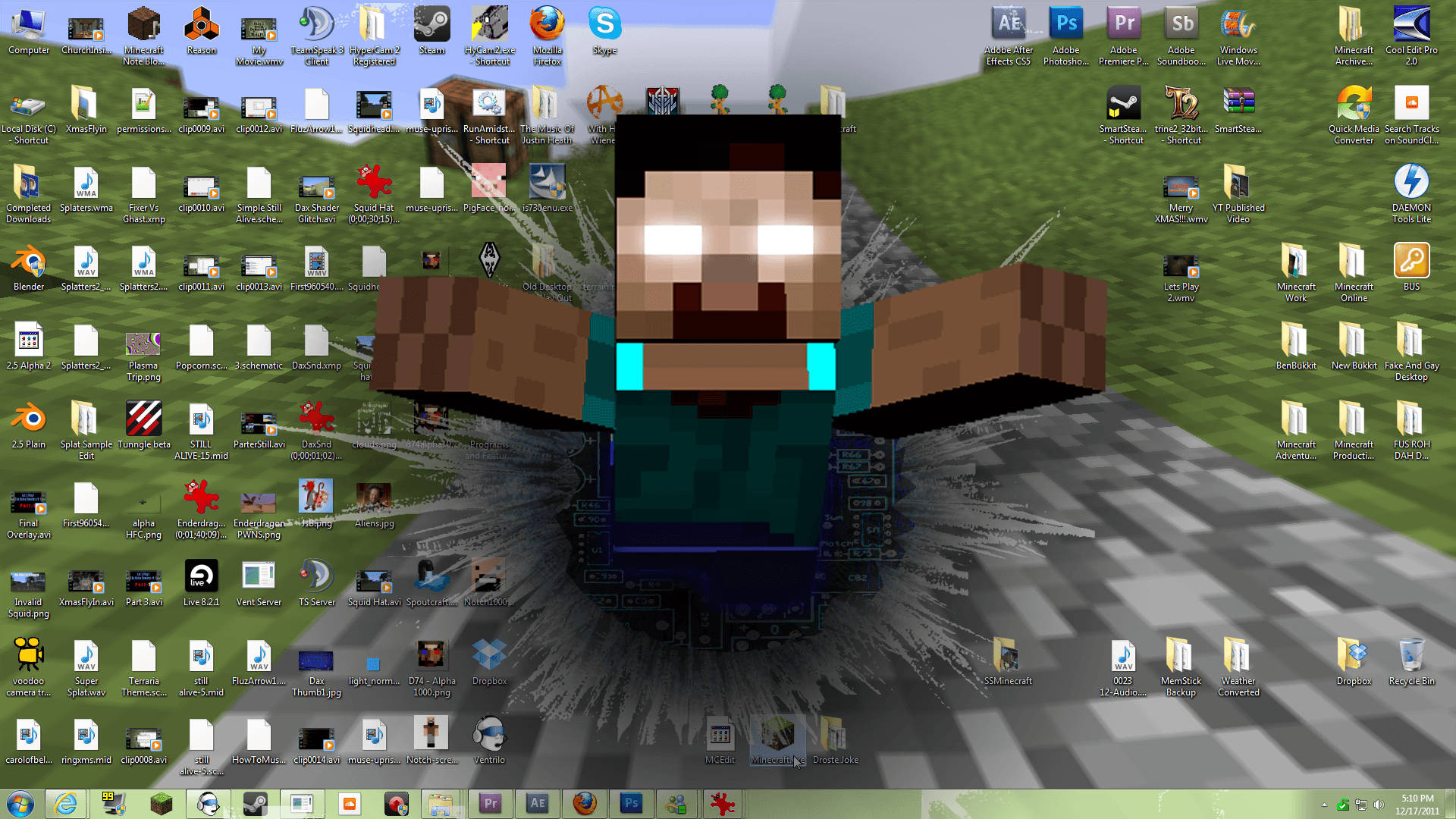 Minecraft Herobrine bryter ut av dataskjermen Bakgrunner
