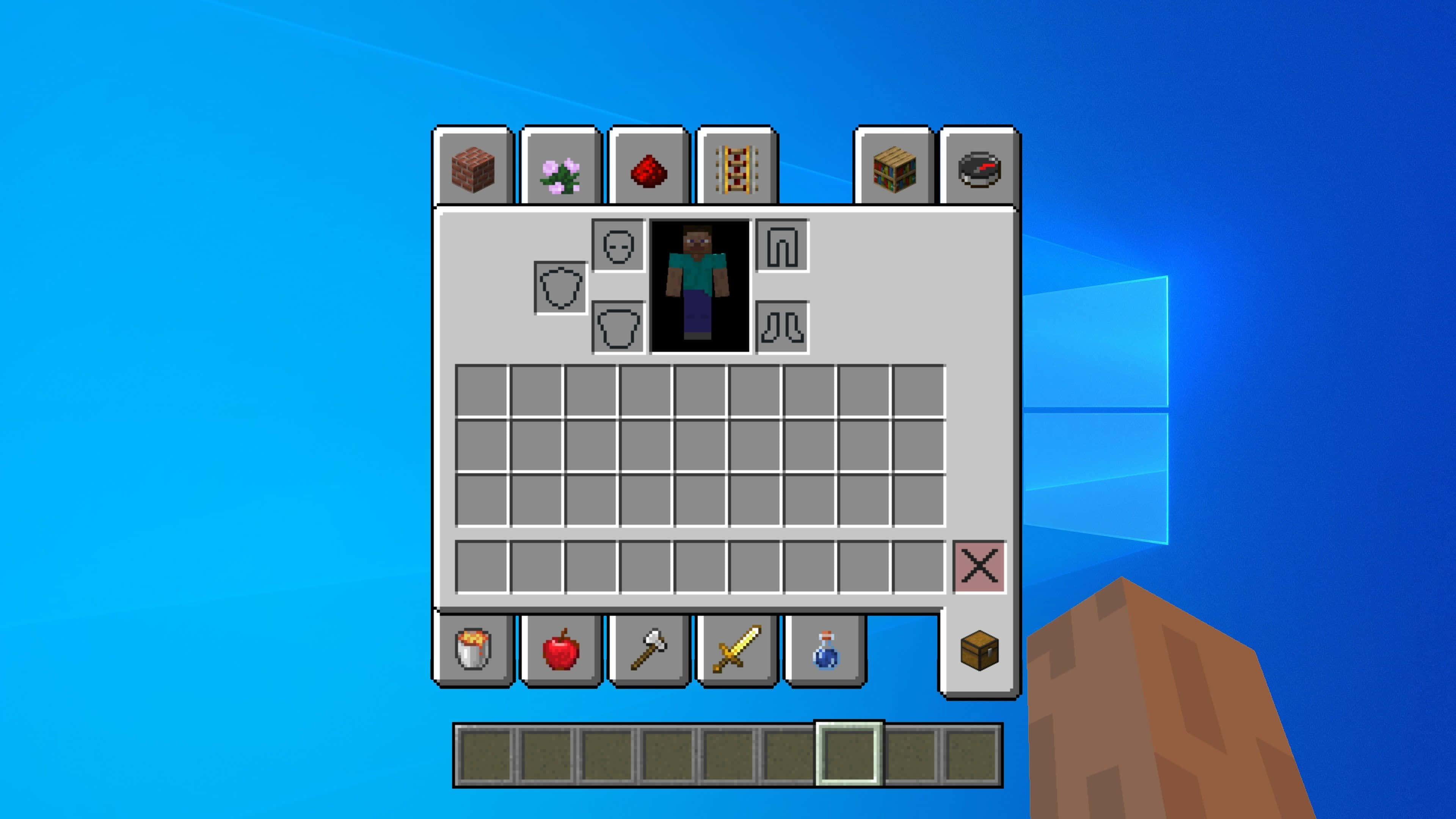 Minecraft-inventar med Steves hånd Bakgrunner