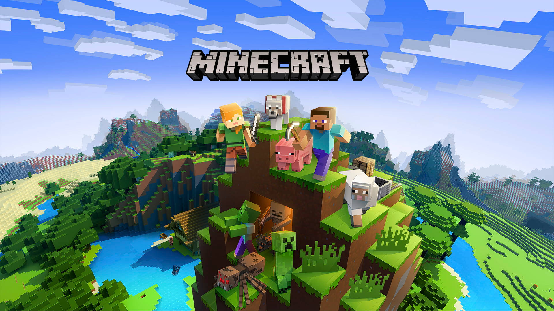 Minecraft-landskap og tittel Bakgrunner