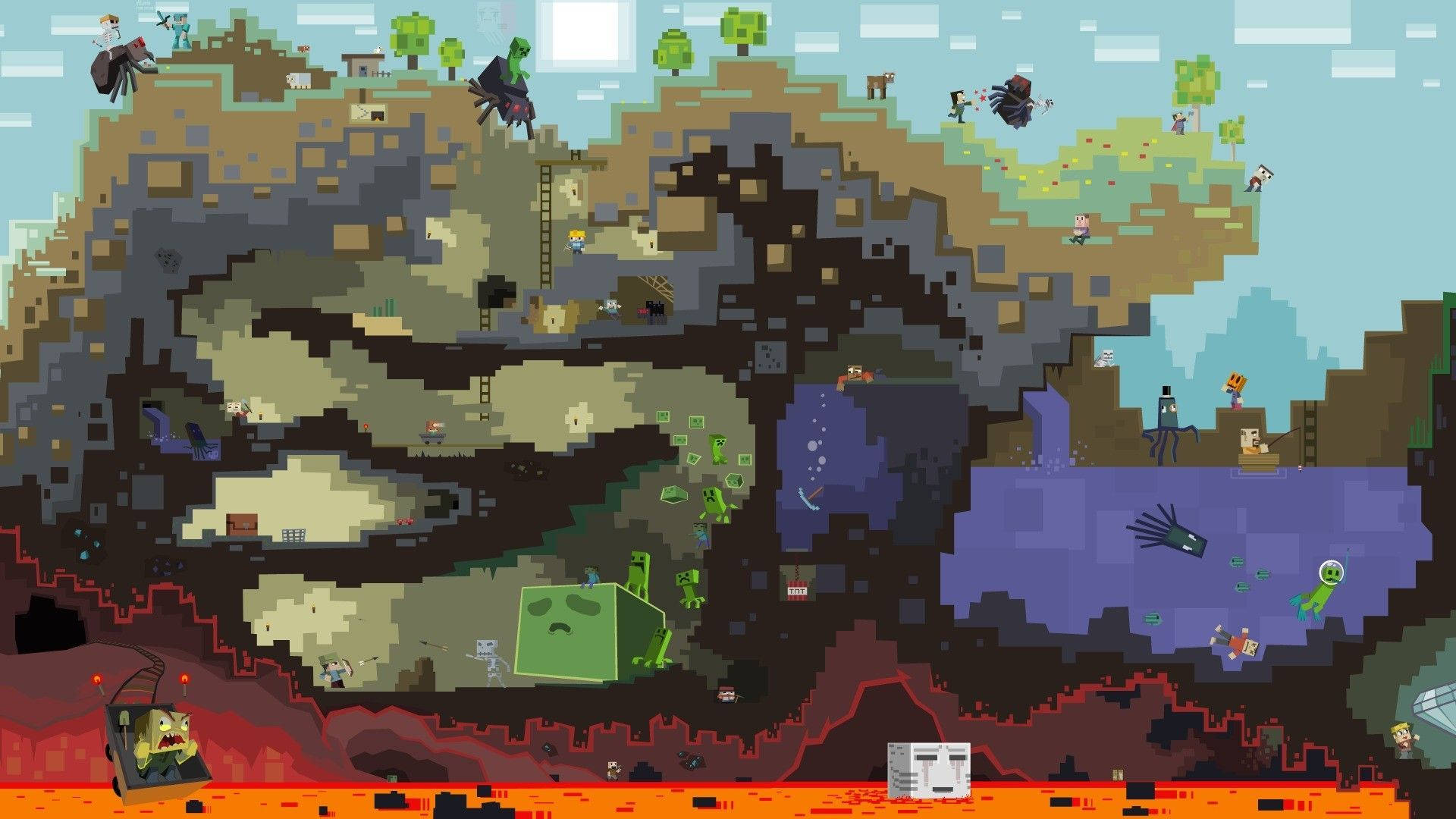 Minecraft liv under jorden under vann bakgrunnsbilde