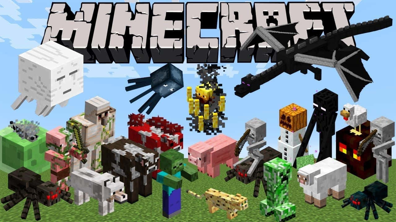 Minecraft Mobs på en plakat Bakgrunner
