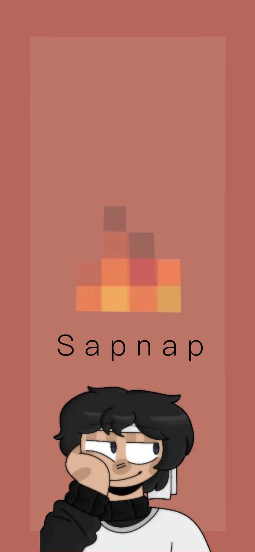 Minecraft Player Sapnap Icon With Pixel Fire Logo Bakgrunner
