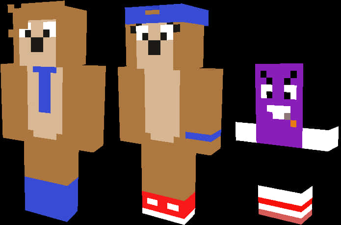 Minecraft-stil dyrekarakterer Bakgrunner