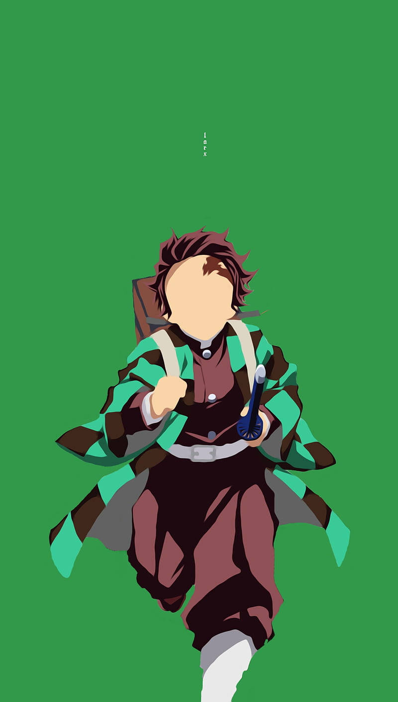 "Minimalistisk animekunst - Tanjiro Kamado fra Demon Slayer på telefonskjerm" Bakgrunner