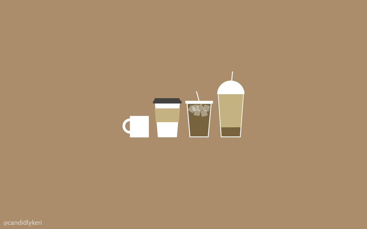 Minimalistisk beige estetisk skrivebord med avslappende drikkescene Bakgrunner