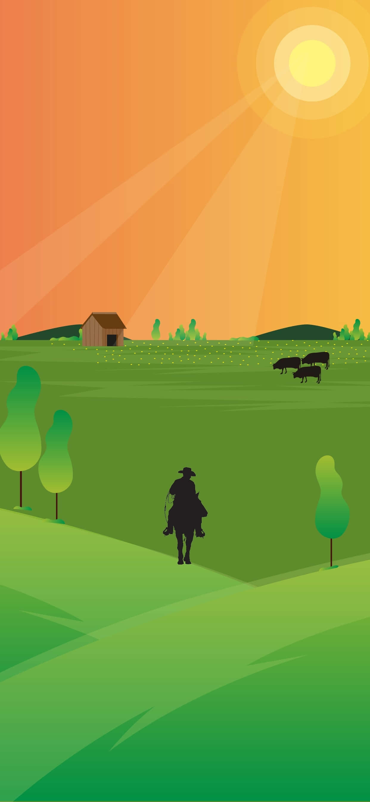 Minimalistisk Cowboy iPhone Vektorkunst Bakgrunner