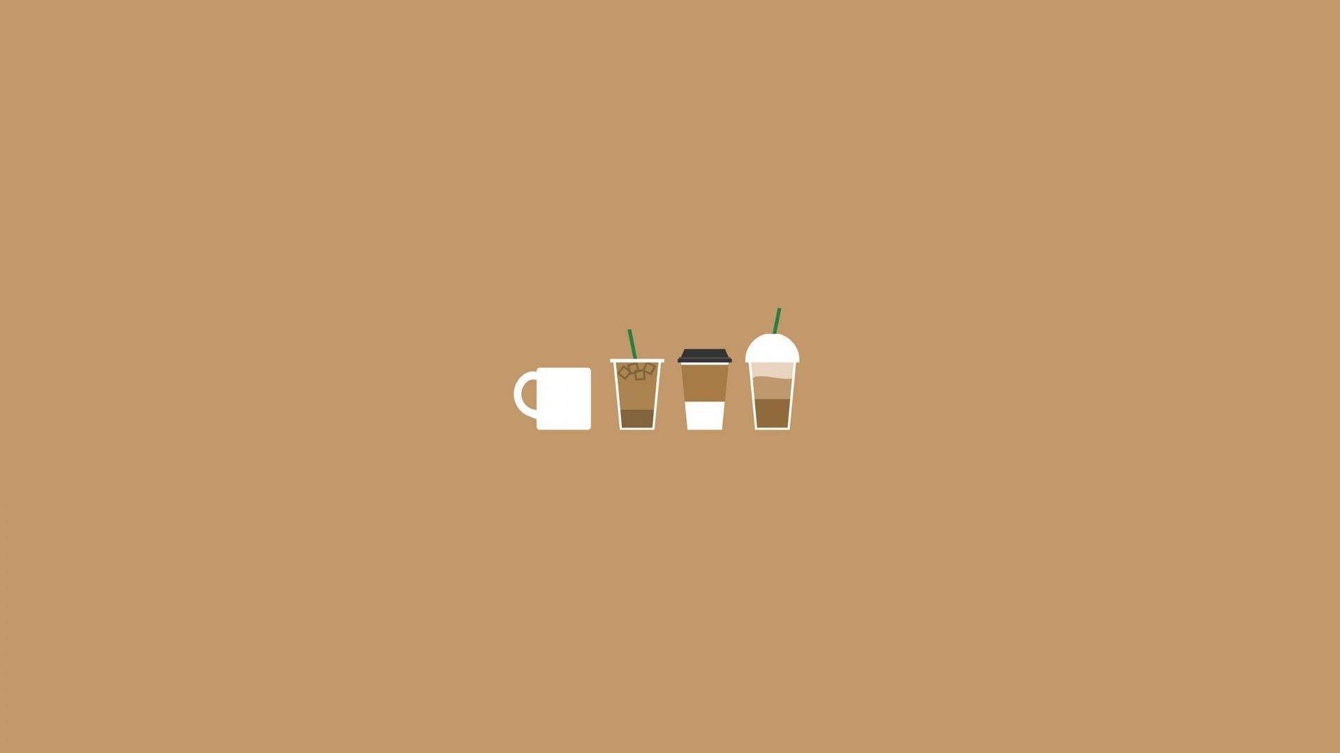 Minimalistisk estetisk skrivebord med kaffeikoner Bakgrunner