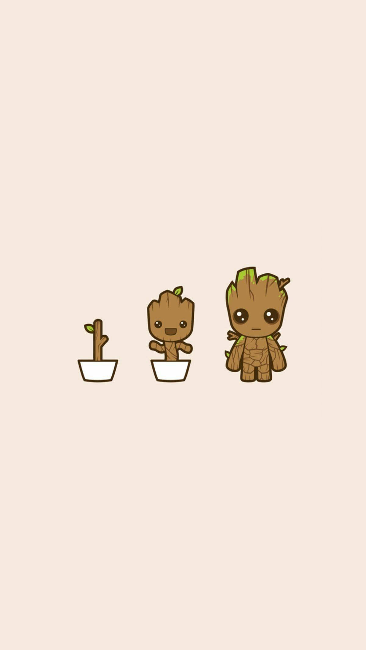 Minimalistisk Groot-kunst 4K Marvel iPhone Bakgrunner