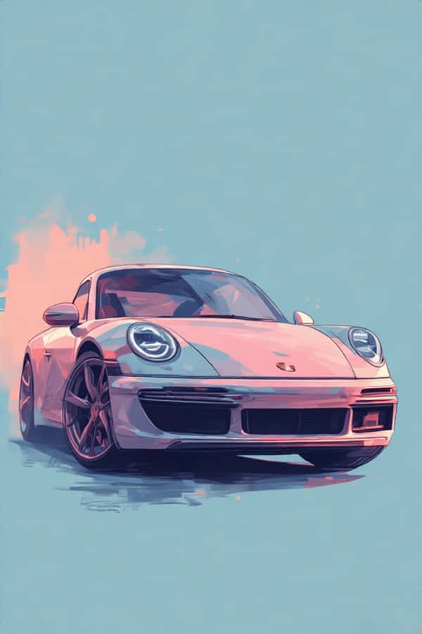 Minimalistisk Porsche 911 Pastellportrett Elegant 4K Portrett Bakgrunner
