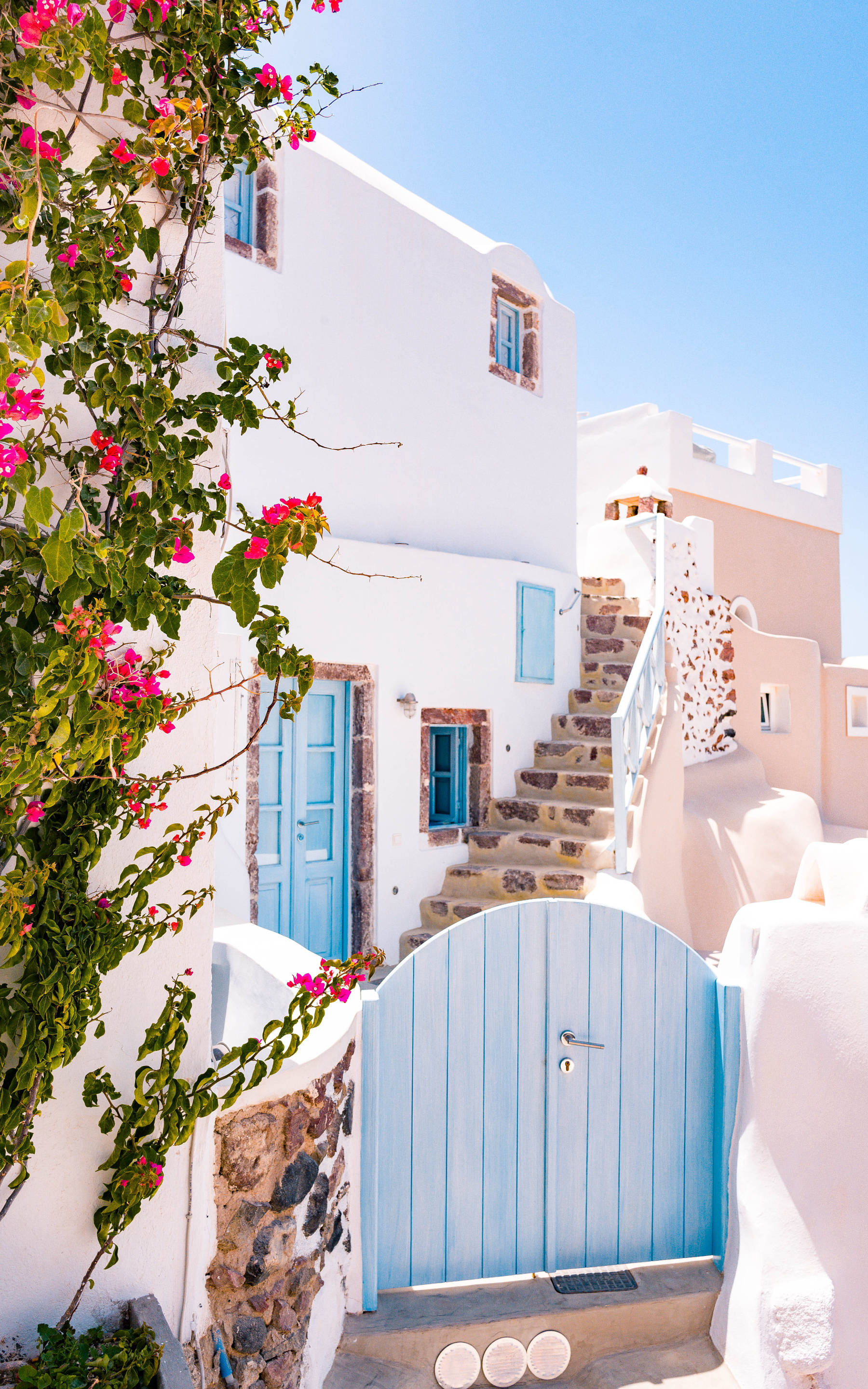 Minimalistisk Santorini i pastellfarger Bakgrunner