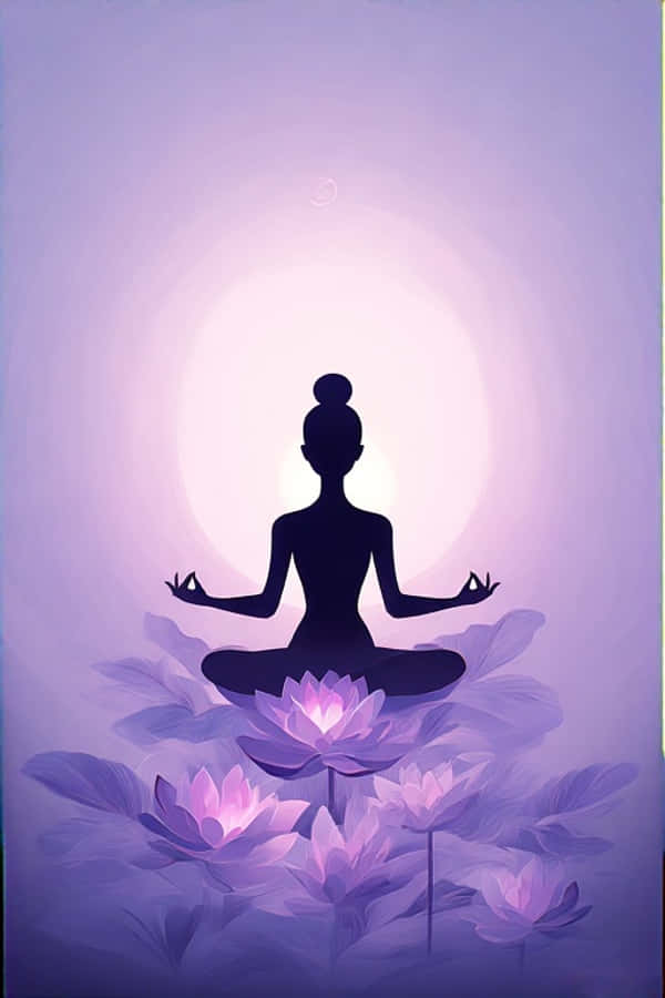 Minimalistisk Yoga Lotusposisjon Beroligende Lavendel 4K Bakgrunner