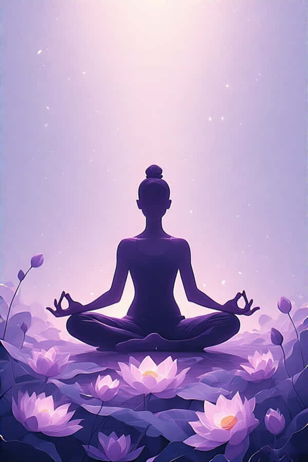 Minimalistisk Yoga Lotusposering Beroligende Lavendel 4K Bakgrunner