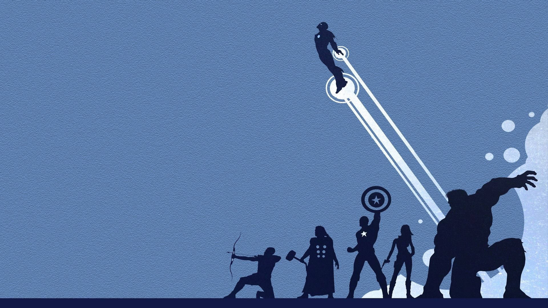 Marvel Minimalistisk blå bakgrunn med superheltskygger.