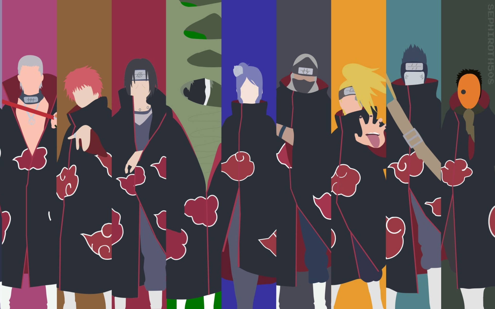 Minimalistiske Naruto-figurer Akatsuki Bakgrunner