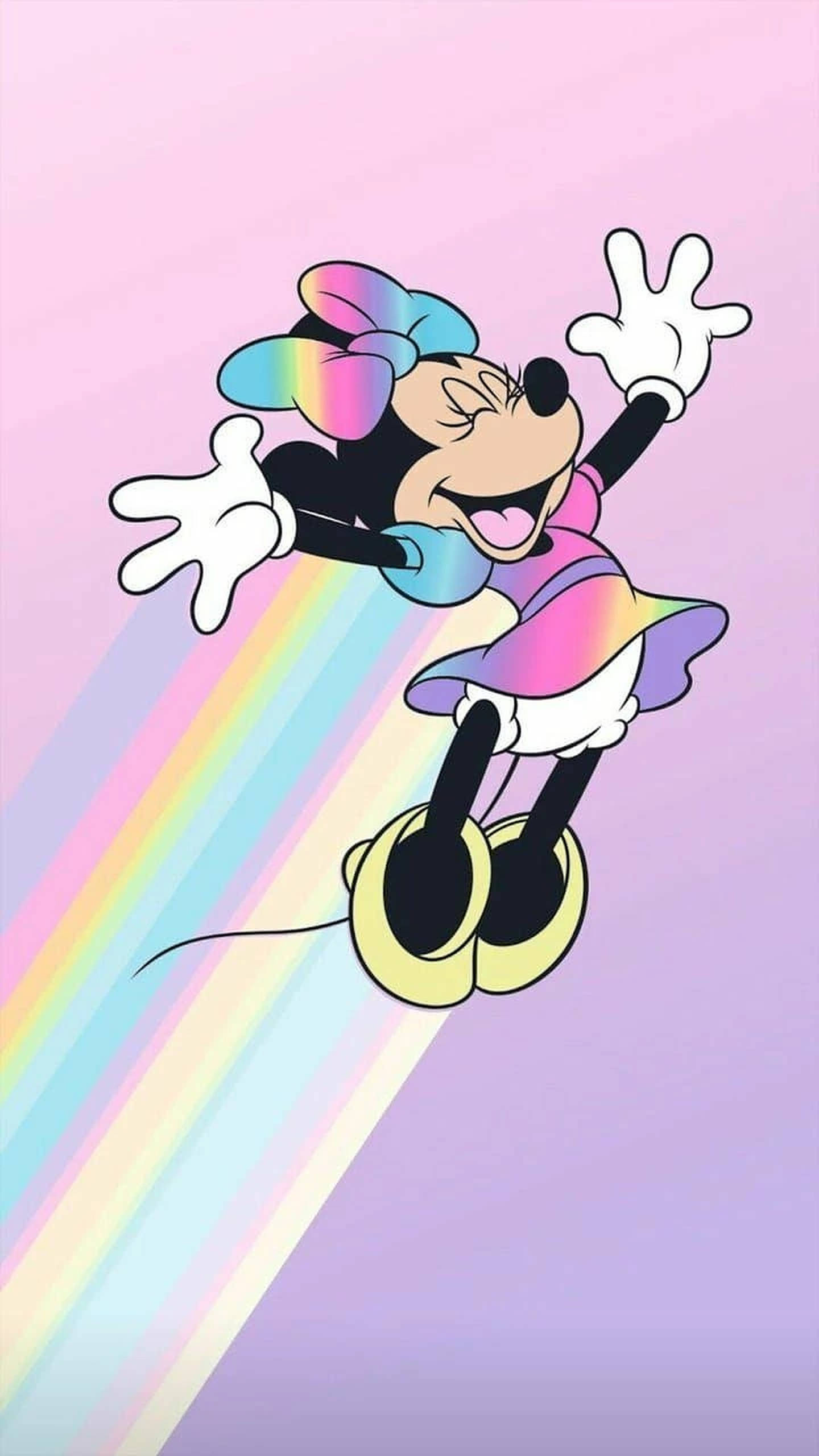 Minnie Mouse pastell regnbue tegneseriekunst Bakgrunner