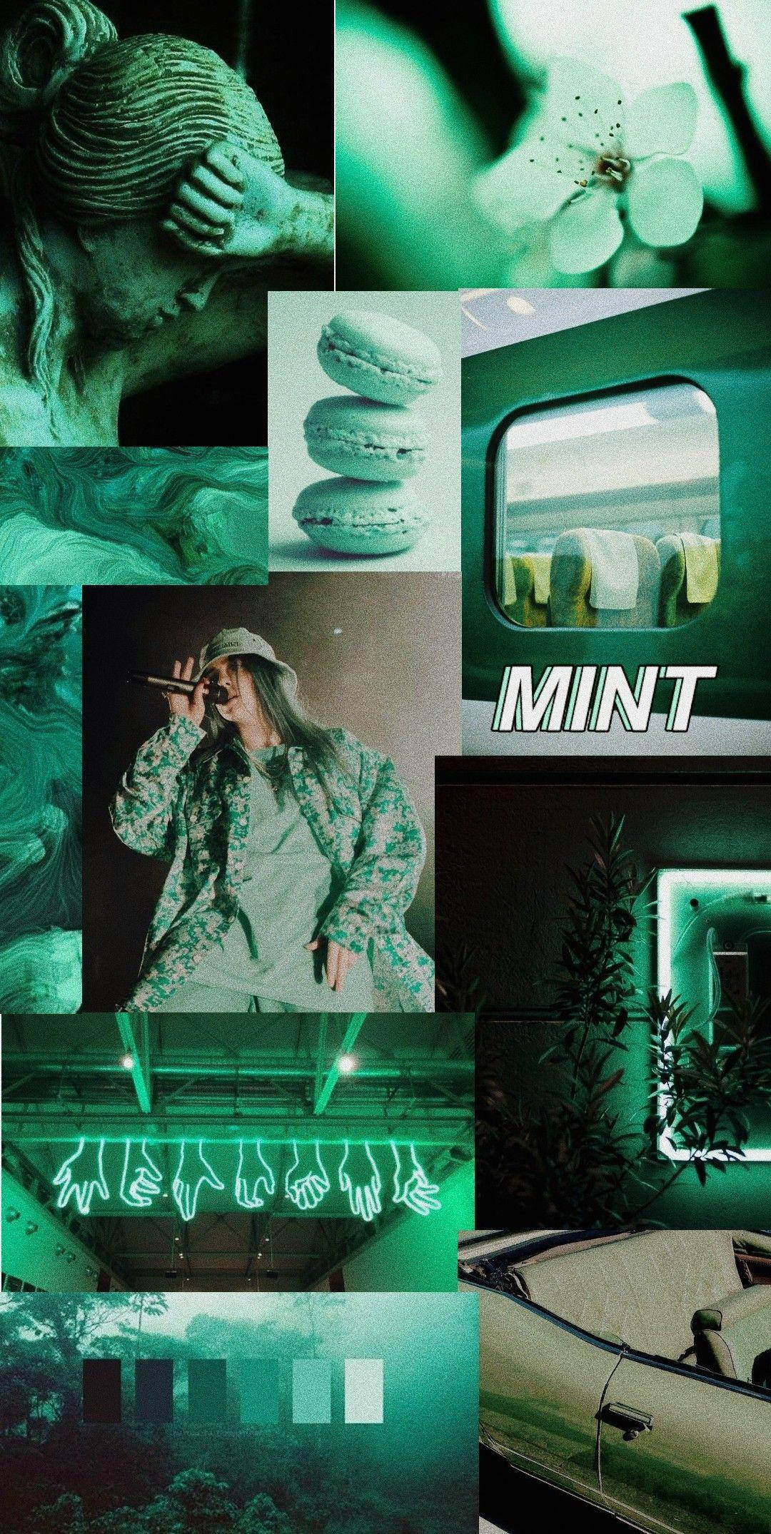 Mintgrønn estetisk Billie Eilish Bakgrunner