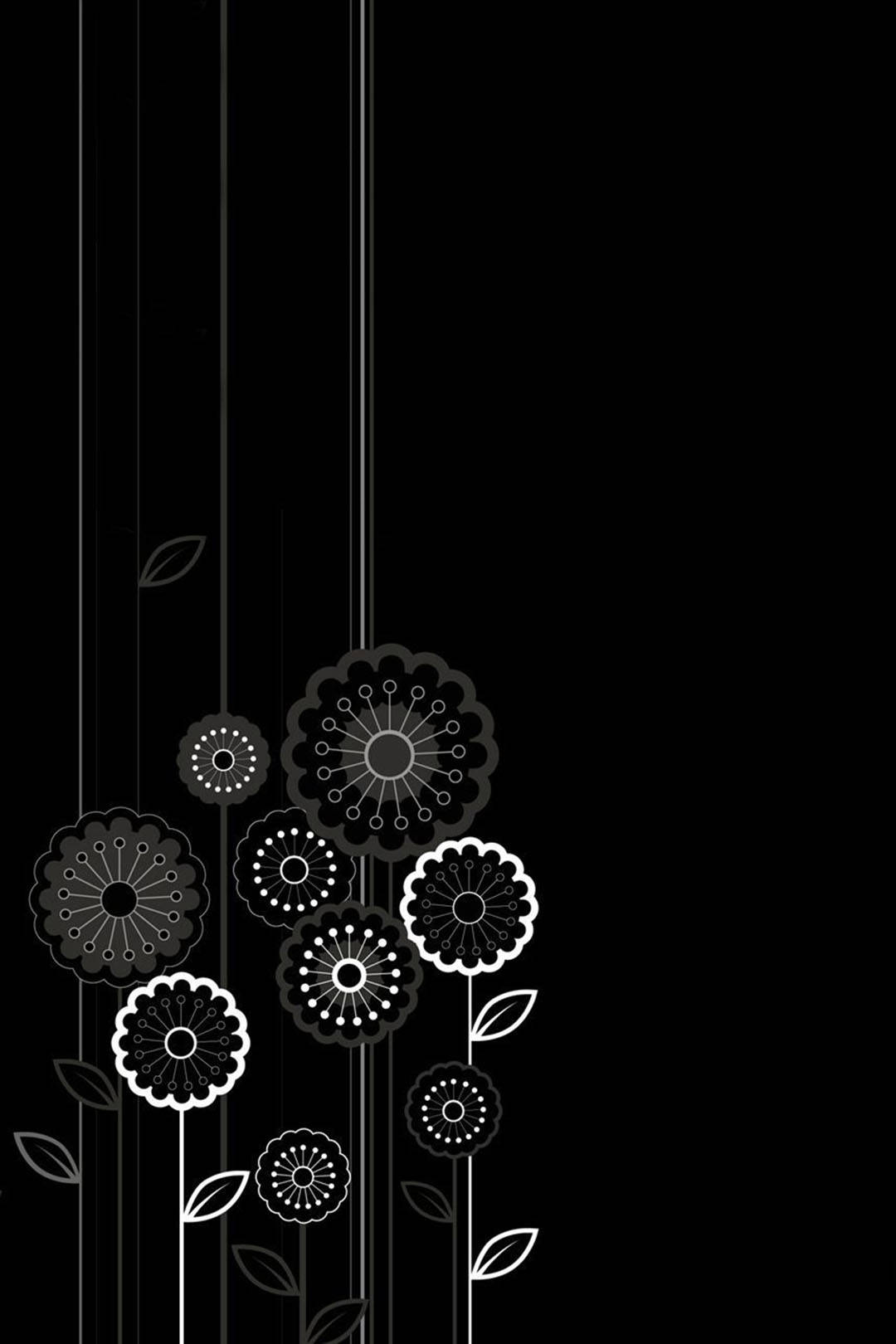 Mørk Android Tegneserie Blomsterdesign Bakgrunner