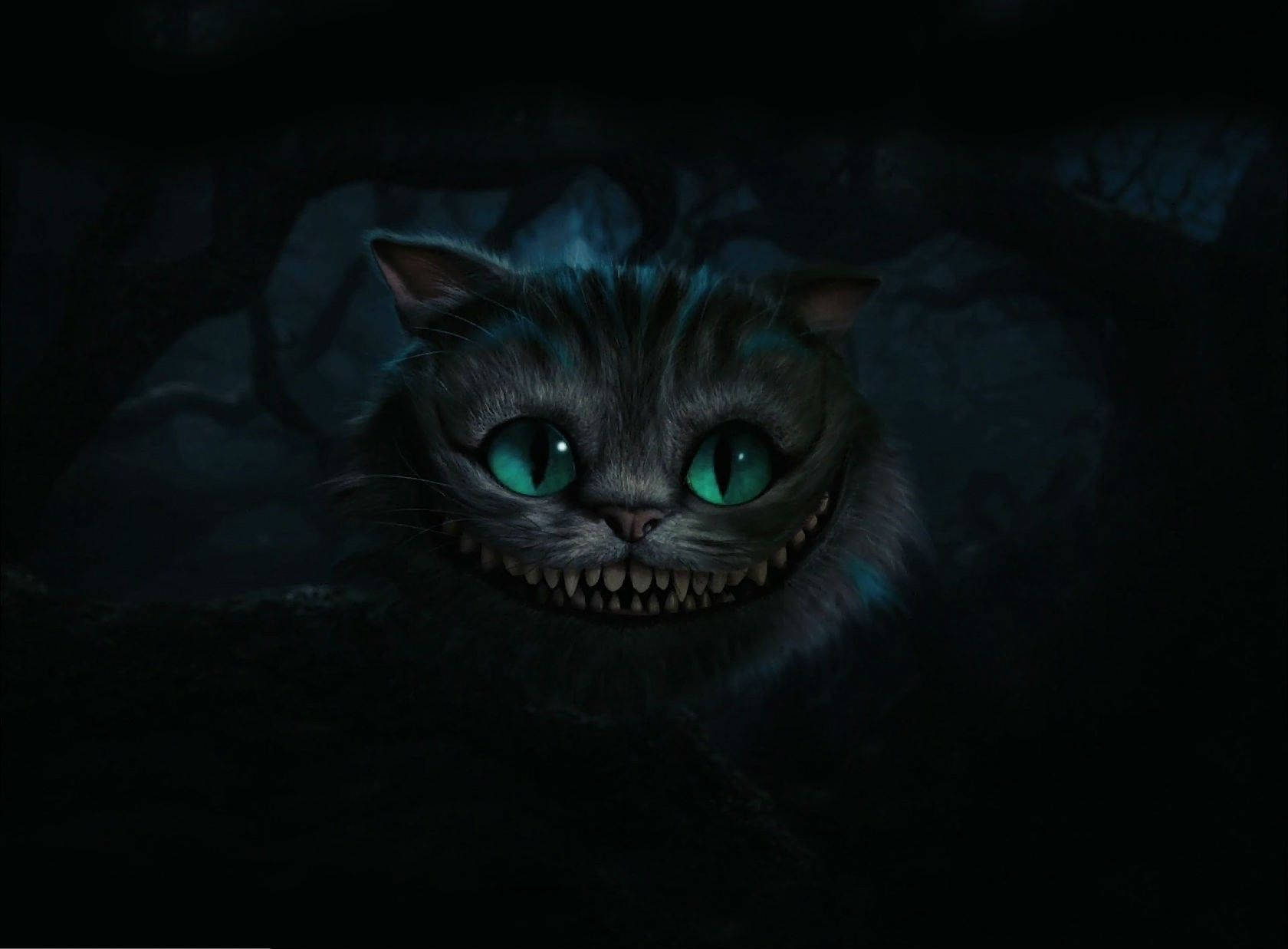 Mørk mystisk Cheshire-katt fra Alice i Eventyrland Bakgrunner