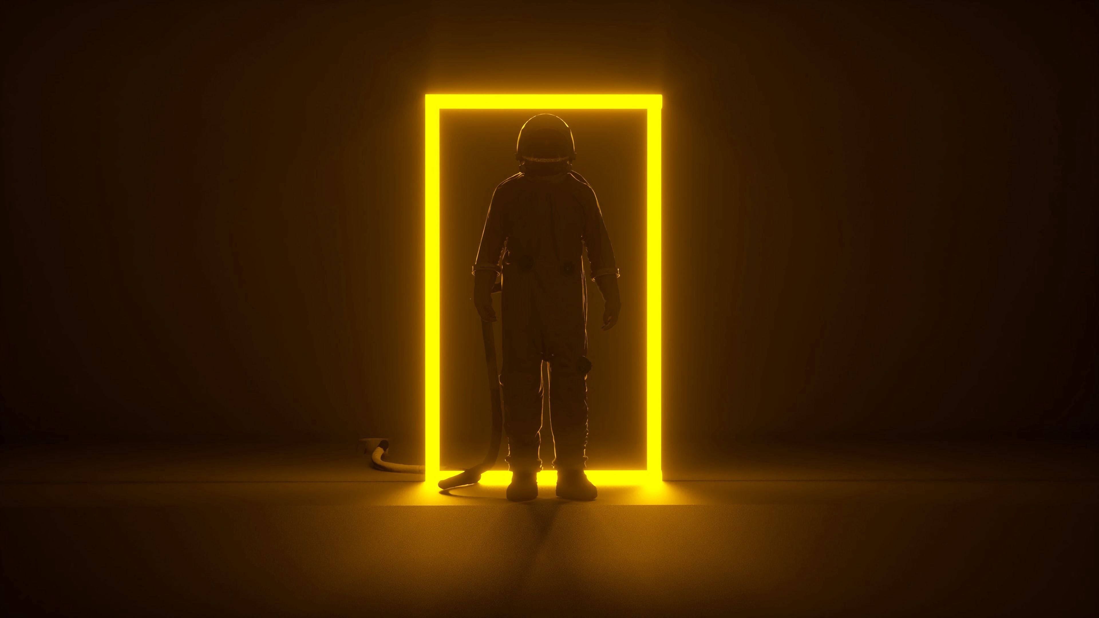 Mørk neongul astronaut Bakgrunner