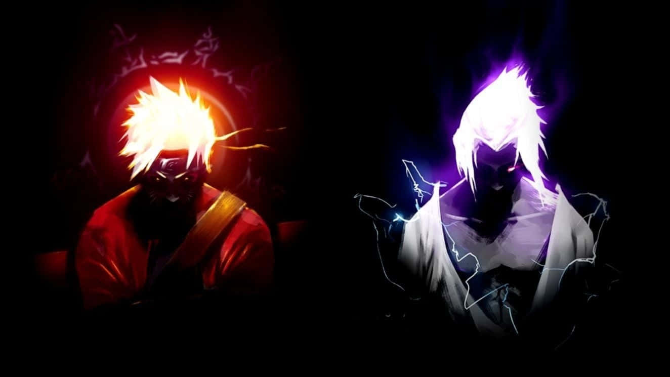 Mørk Sasuke og Naruto Neon Digital Kunst Bakgrunner