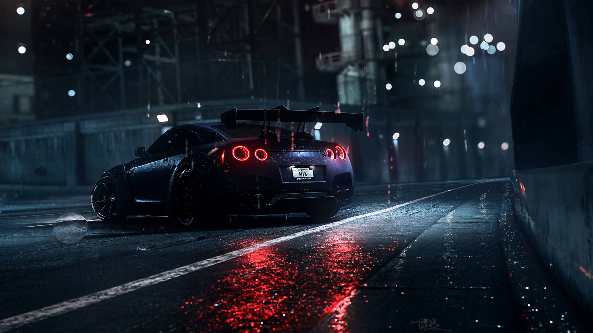 Mørkeblå Nissan GT R 4K