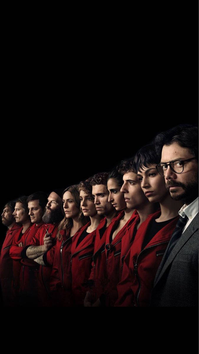 Money Heist-gjengen i linjeportrett Bakgrunner
