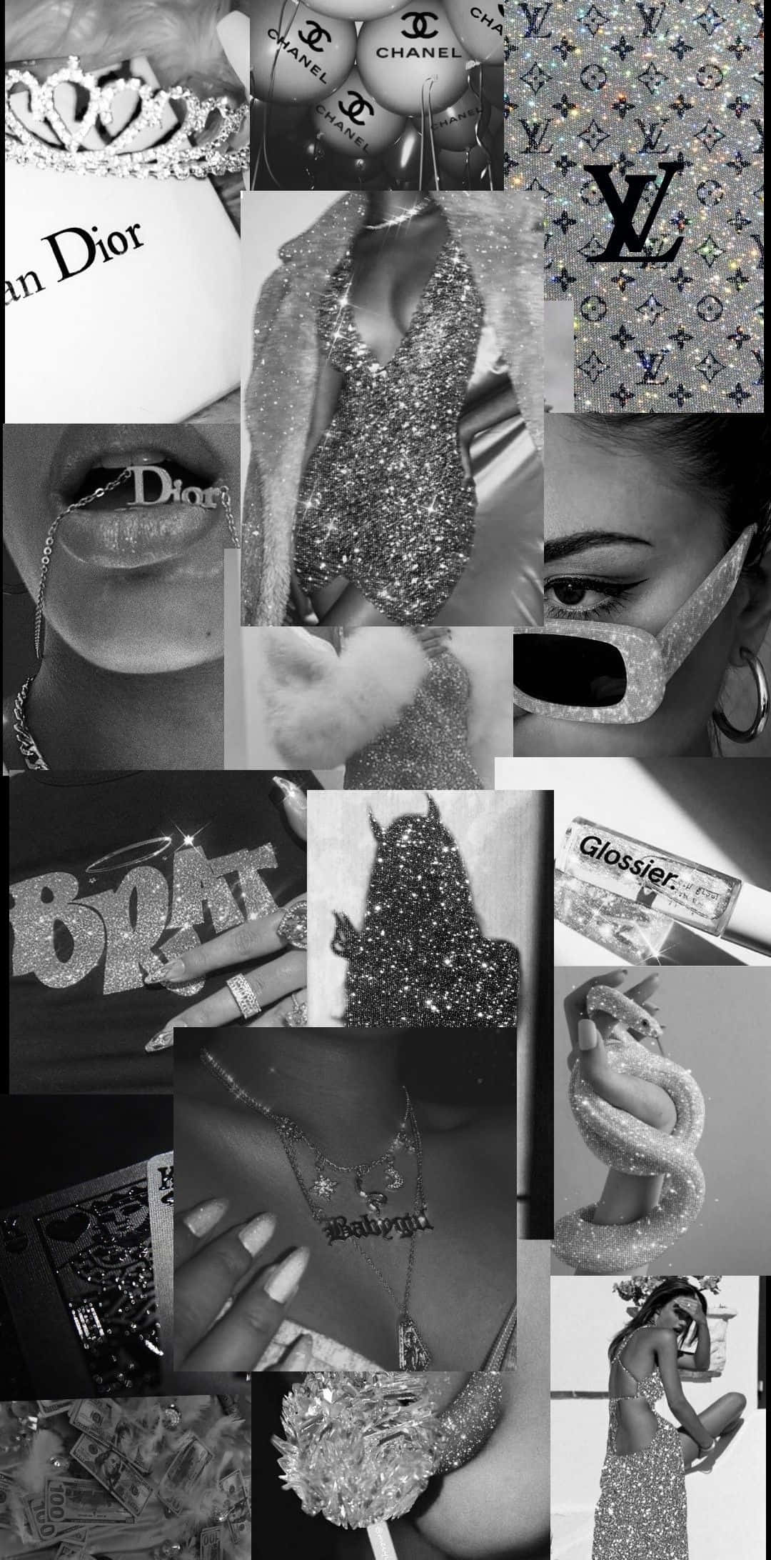 Monokrom party baddie collage iPhone Bakgrunner