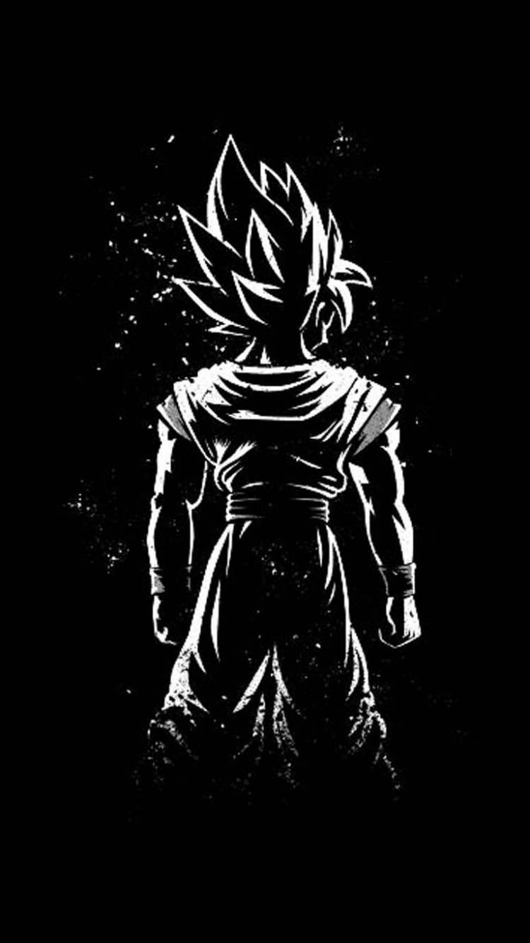 Monokrom Svart Goku-telefon Bakgrunner