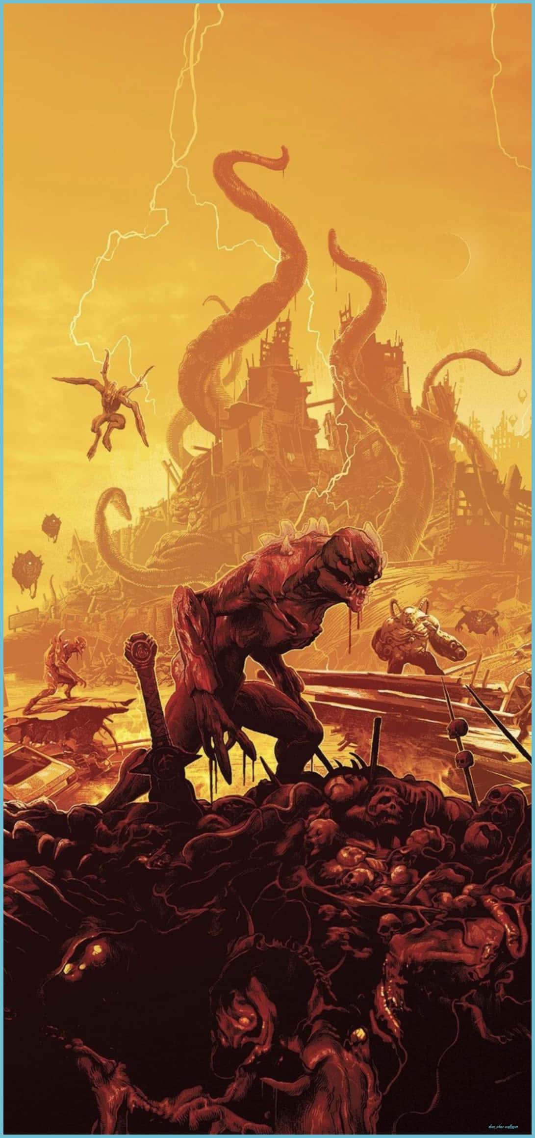 Monster Pixel 3xl Doom Eternal Bakgrunn Bakgrunner