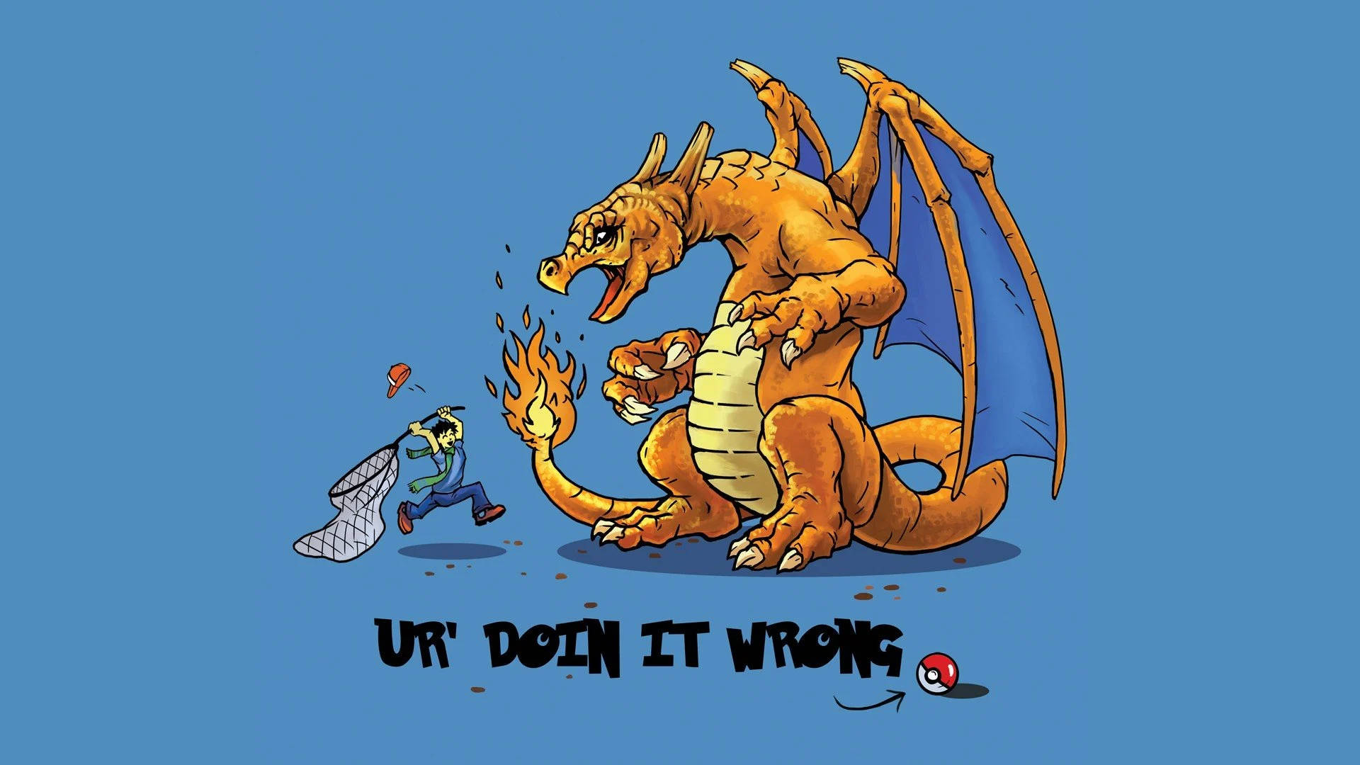 Morsom Anime Pokemon som fanger Charizard Bakgrunner