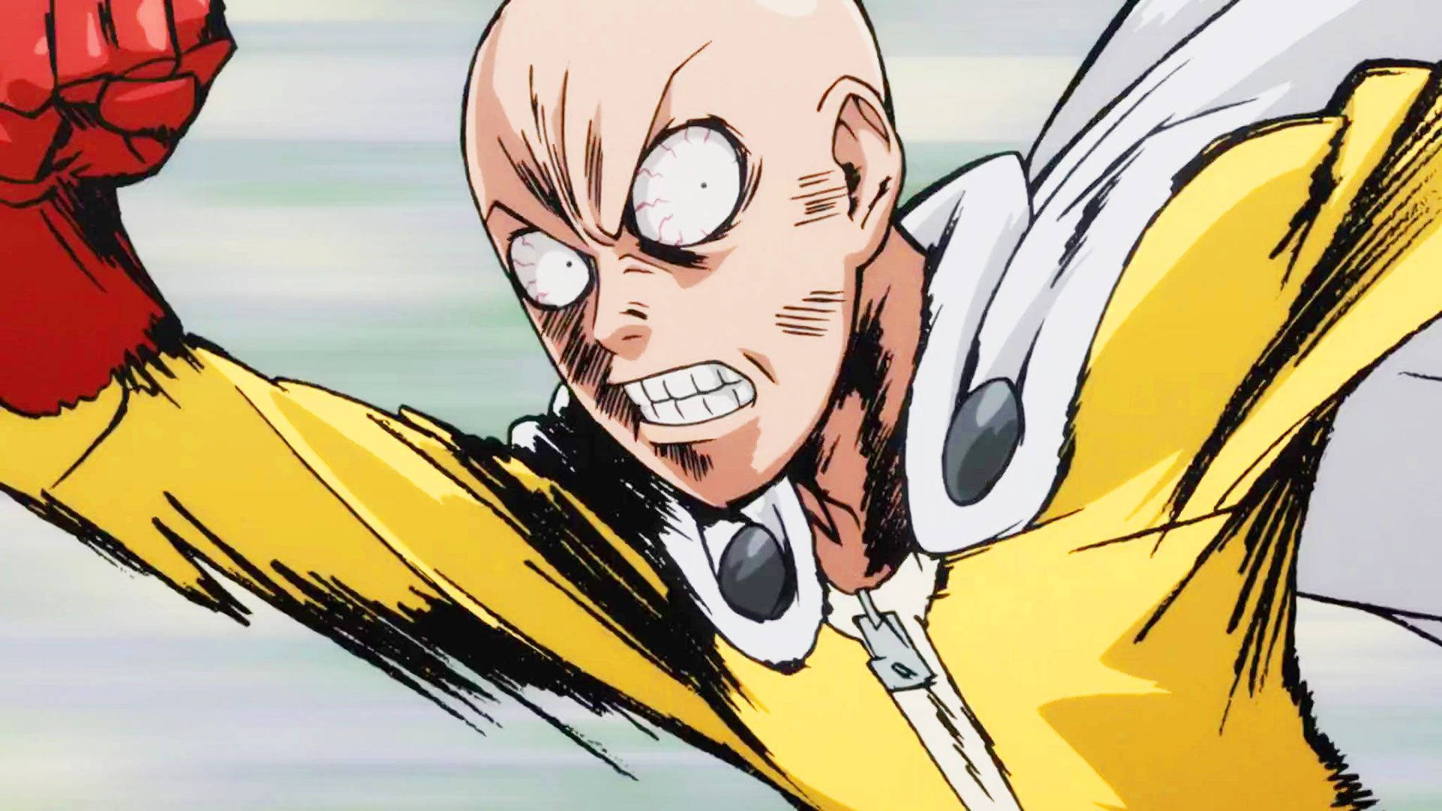 Morsom anime Saitama løper fort Bakgrunner