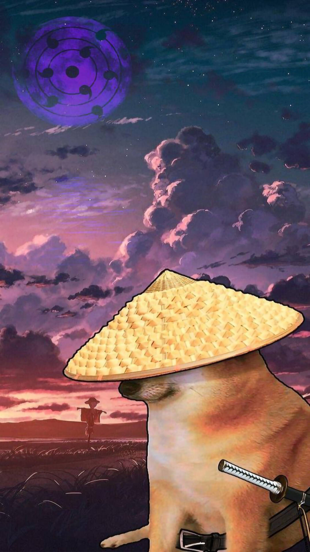 Morsom estetisk samurai-doge Bakgrunner