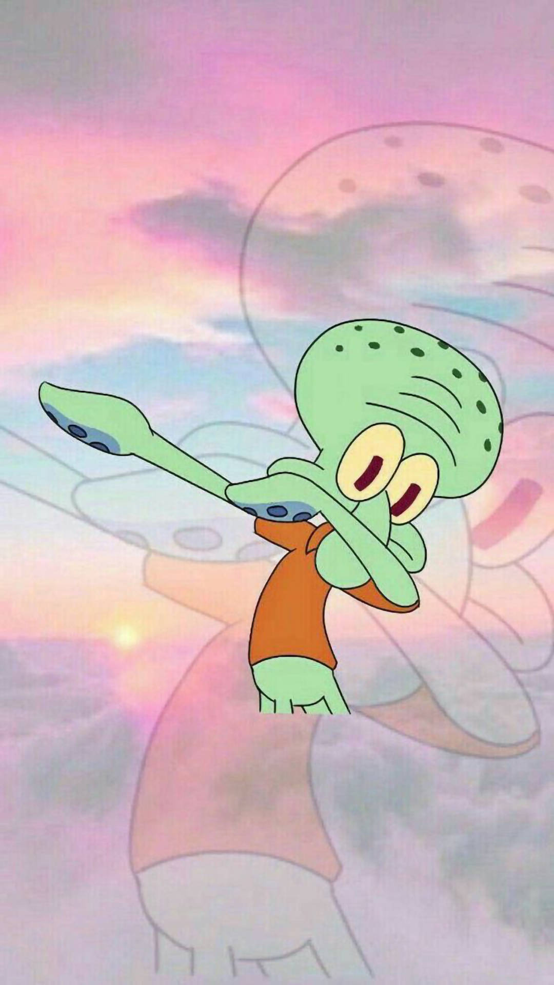 Morsom estetisk Squidward som dabber Bakgrunner